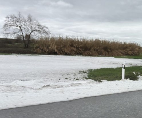 Κακοκαιρία στην Πιερία με έντονη χαλαζόπτωση