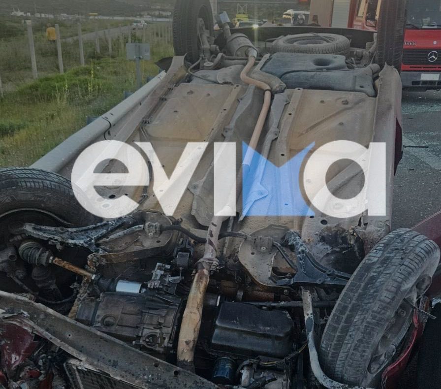 Τροχαίο με ανατροπή αυτοκινήτου στη Χαλκίδα