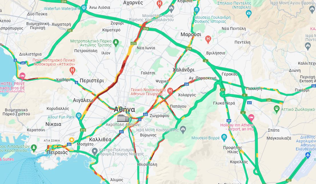 Η κίνηση δεν «απεργεί»: Μποτιλιάρισμα με το καλημέρα στον Κηφισό – Δείτε LIVE πού υπάρχουν προβλήματα