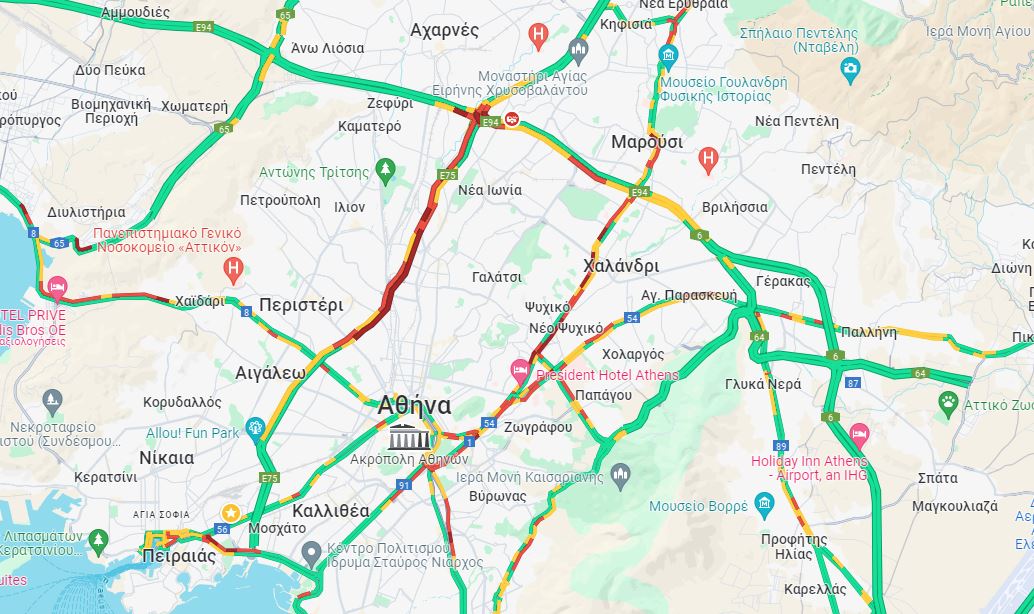 LIVE η κίνηση: Οι 18 δρόμοι της «ταλαιπωρίας» – Καθυστερήσεις και στην Αττική Οδό