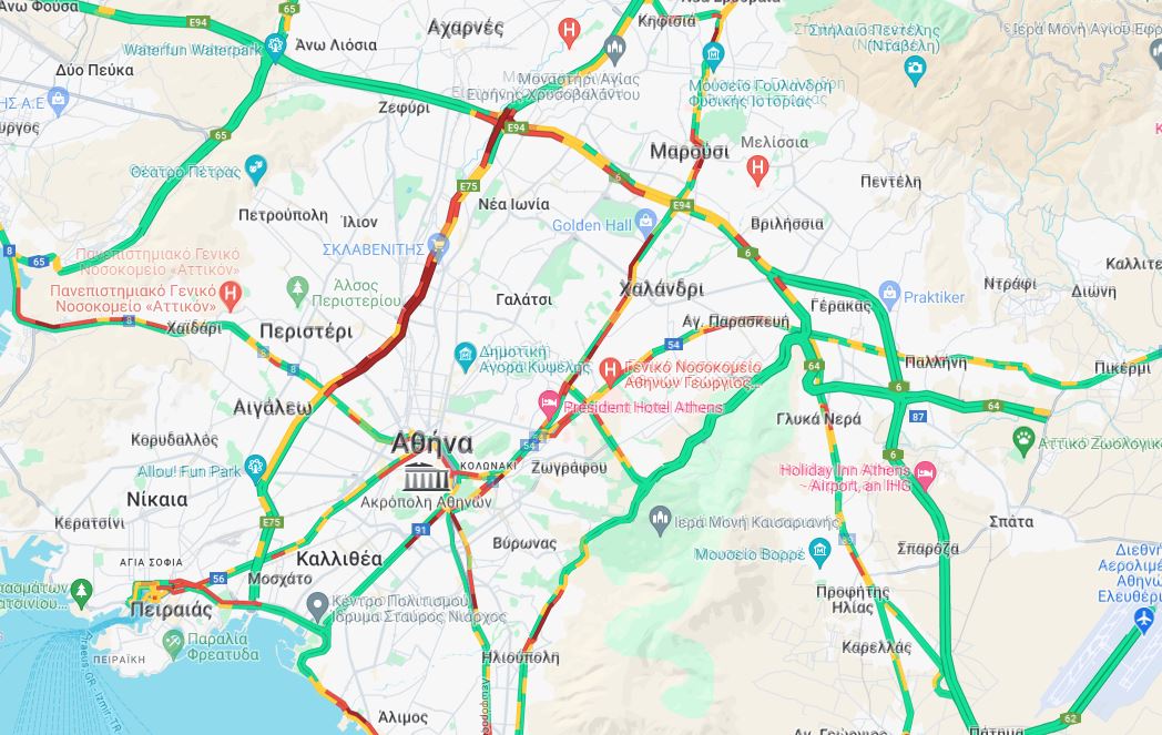 LIVE η κίνηση: «Έμφραγμα» ξανά στο κέντρο της Αθήνας – Καθυστερήσεις στην Αττική Οδό