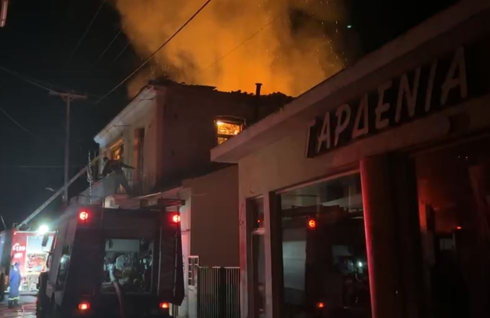 Μυτιλήνη: Κάηκε ολοσχερώς το Πνευματικό Κέντρο Καλλονής «Λέσχη Αρίσβη» – Στάχτη 6.500 τόνοι σπάνιων βιβλίων – ΦΩΤΟ και ΒΙΝΤΕΟ