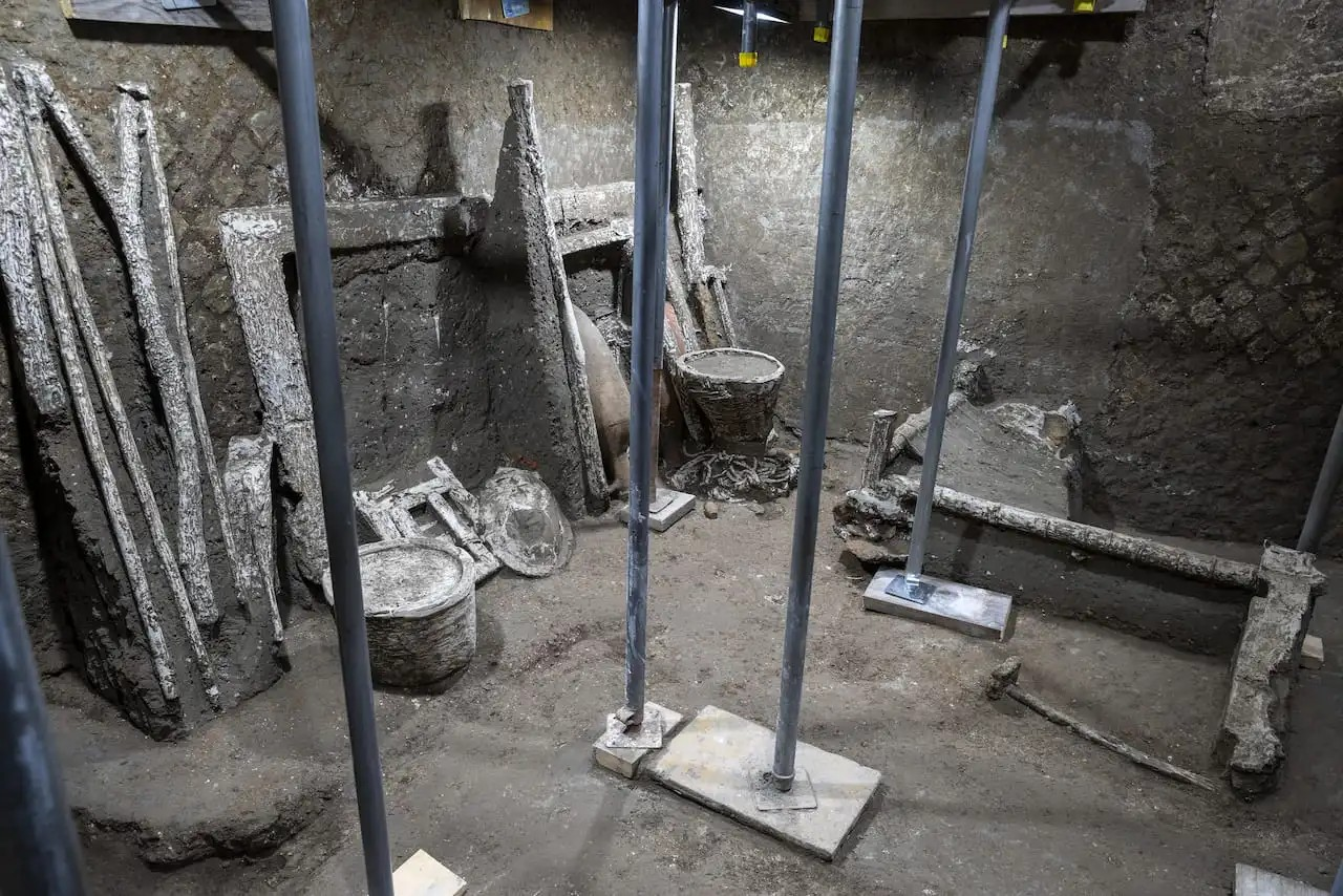 Άποψη του δωματίου όπου βρέθηκαν τα εργαλεία του ξυλουργού. Αναγνώριση: Parco Archaeologico di Pompei / Υπουργείο Πολιτισμού