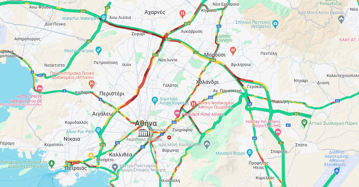 LIVE η κίνηση: Καθυστερήσεις στην Αττική οδό – Μποτιλιάρισμα σε Αθηνών Κορίνθου, Μεσογείων και Κατεχάκη