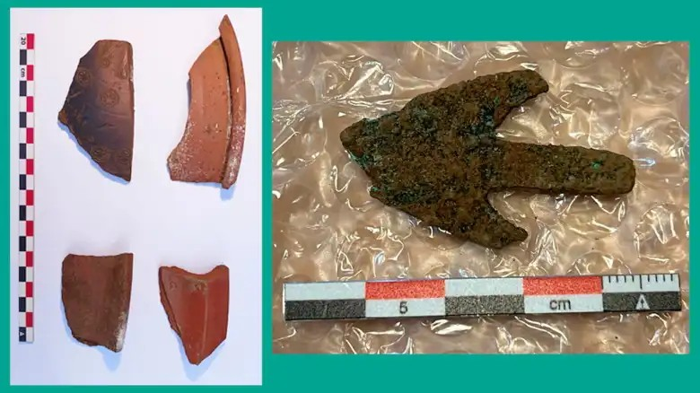 Θραύσματα κεραμικής από τα τέλη της Ρωμαϊκής Αυτοκρατορίας (5ος αιώνας μ.Χ.) και αιχμές της Εποχής του Χαλκού (3.500 - 3.600 χρόνια πριν) ανασύρθηκαν κατά τη διάρκεια της φετινής ανασκαφικής εκστρατείας στην cova de l’Home Mort (Soriguera, Pallars Sobirà). Φωτό: : GAAM-UAB