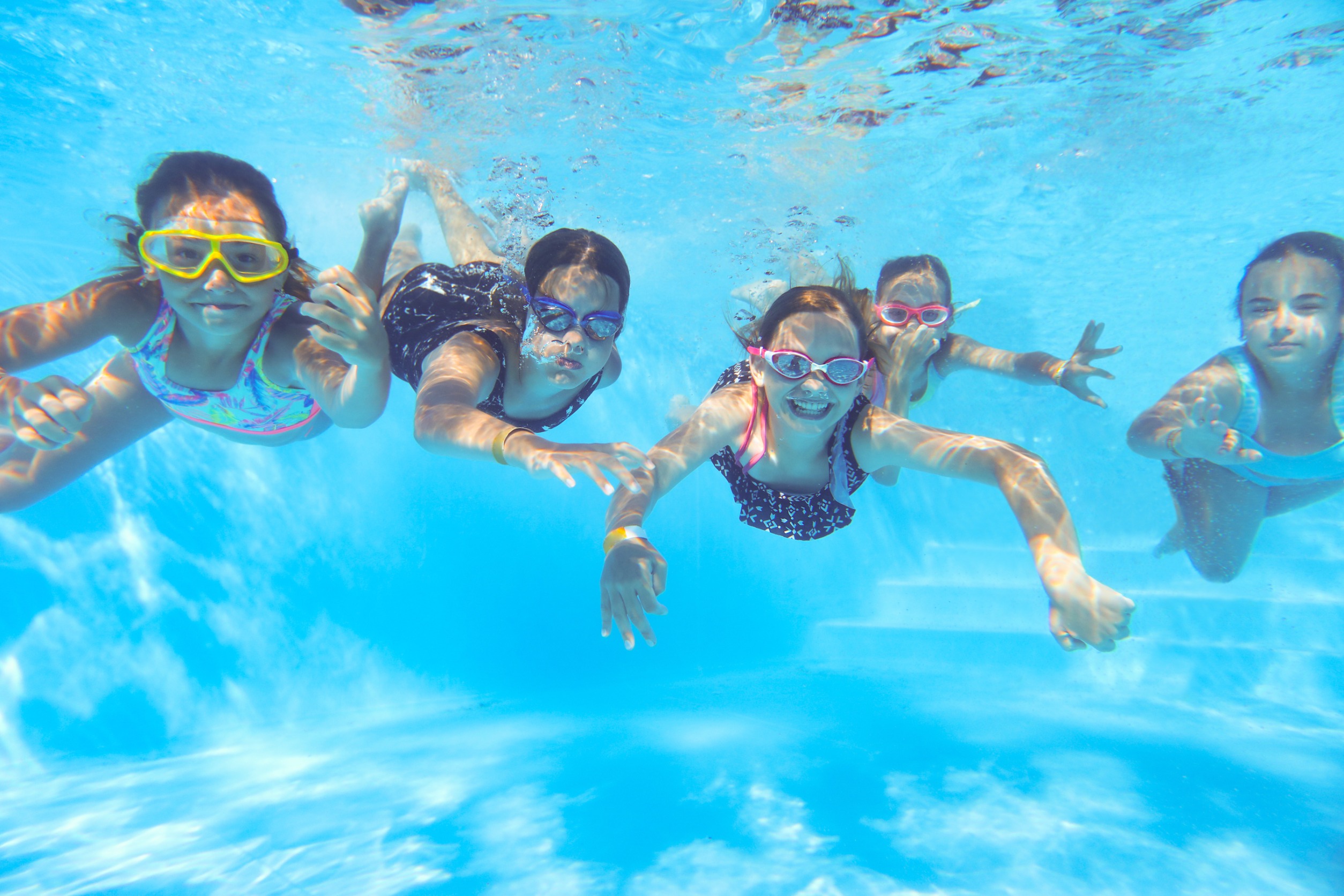 children swimming