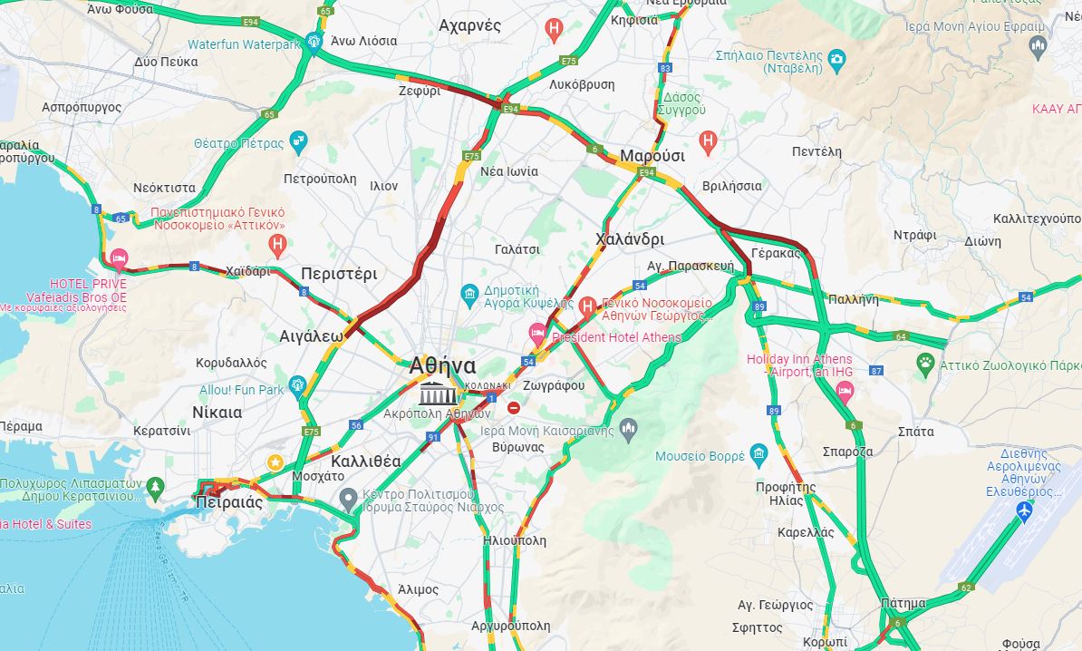 Κίνηση: Πρωτομηνιά με «έμφραγμα» στην Αθηνών – Λαμίας και στο κέντρο της Αθήνας – LIVE οι 13 μποτιλιαρισμένοι δρόμοι