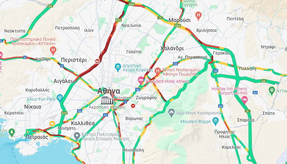 Η κίνηση «δεν παίρνει άδεια»: Μποτιλιάρισμα σε Κηφισό, Κηφισίας και Σταδίου – LIVE οι απροσπέλαστοι δρόμοι