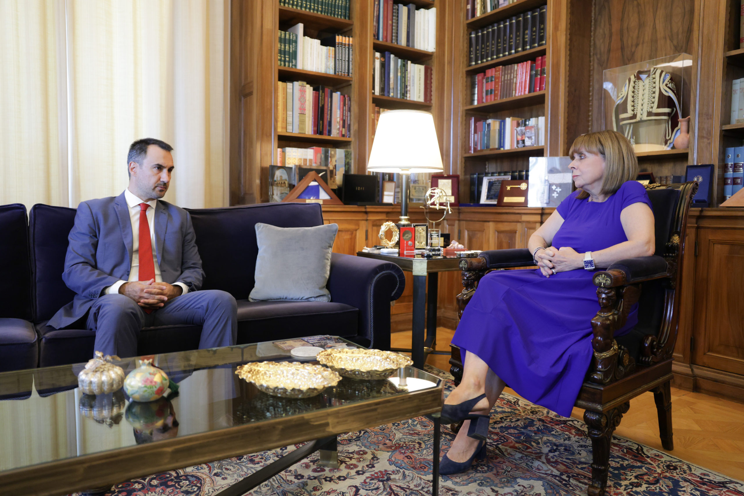 Κατερίνα Σακελλαροπούλου: Η ορθή λειτουργία και η ποιότητα της Δημοκρατίας είναι καθήκον και μέριμνα όλων μας – Συνάντηση με τον Αλέξη Χαρίτση