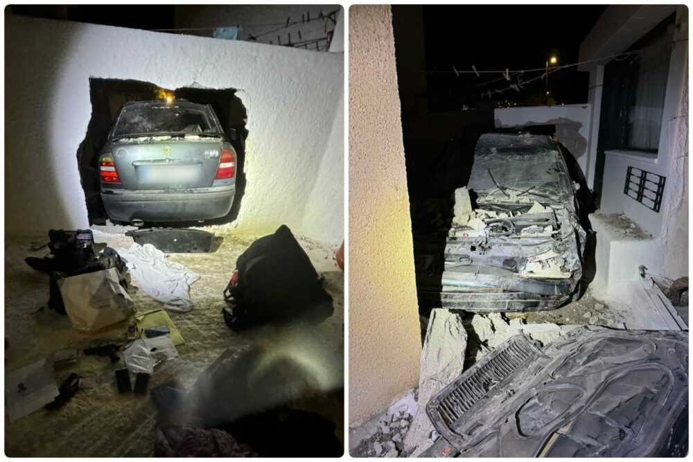 Σαντορίνη: Διαρρήκτες προσπάθησαν να γλιτώσουν από τους αστυνομικούς, και «καρφώθηκαν» με το αυτοκίνητο σε τοίχο σπιτιού