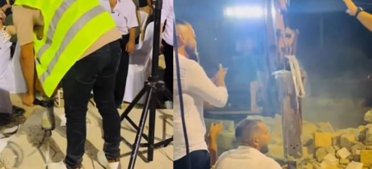 Τρυπάνια και εκσκαφέας σε γλέντι γάμου