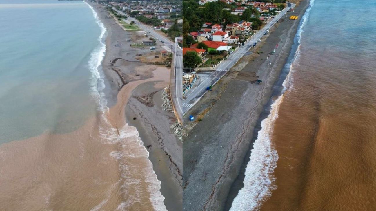 Κακοκαιρία – Λάρισα: H θάλασσα έγινε καφέ στον Αγιόκαμπο μετά την βροχή – Δείτε φωτογραφίες
