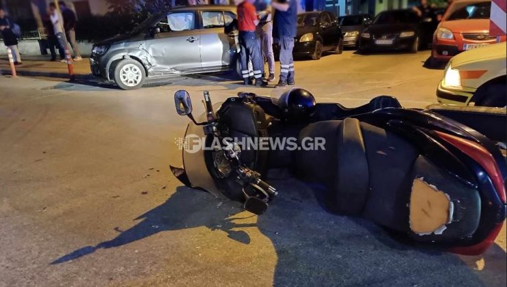 Χανιά: Τροχαίο με σύγκρουση μοτοσικλέτας με αυτοκίνητο – Στο νοσοκομείο ο οδηγός της μηχανής – ΦΩΤΟ και ΒΙΝΤΕΟ