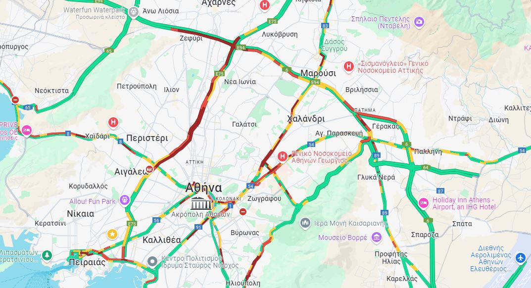 LIVE η κίνηση: «Κατακόκκινος» ο Κηφισός – Καθυστερήσεις άνω των 30 λεπτών στην Αττική Οδό