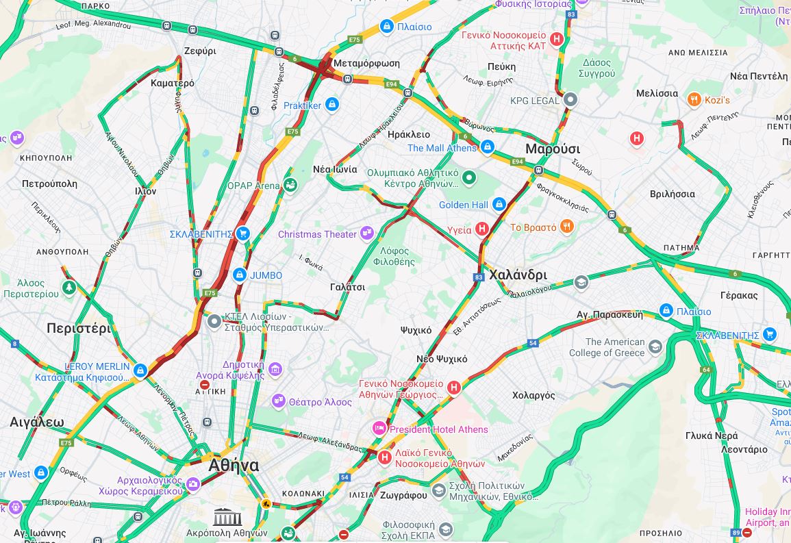 Κίνηση με το «καλημέρα»: Απροσπέλαστος ο Κηφισός, καλύτερη εικόνα στο κέντρο – Δείτε LIVE ποιοι άλλοι δρόμοι είναι στο «κόκκινο»