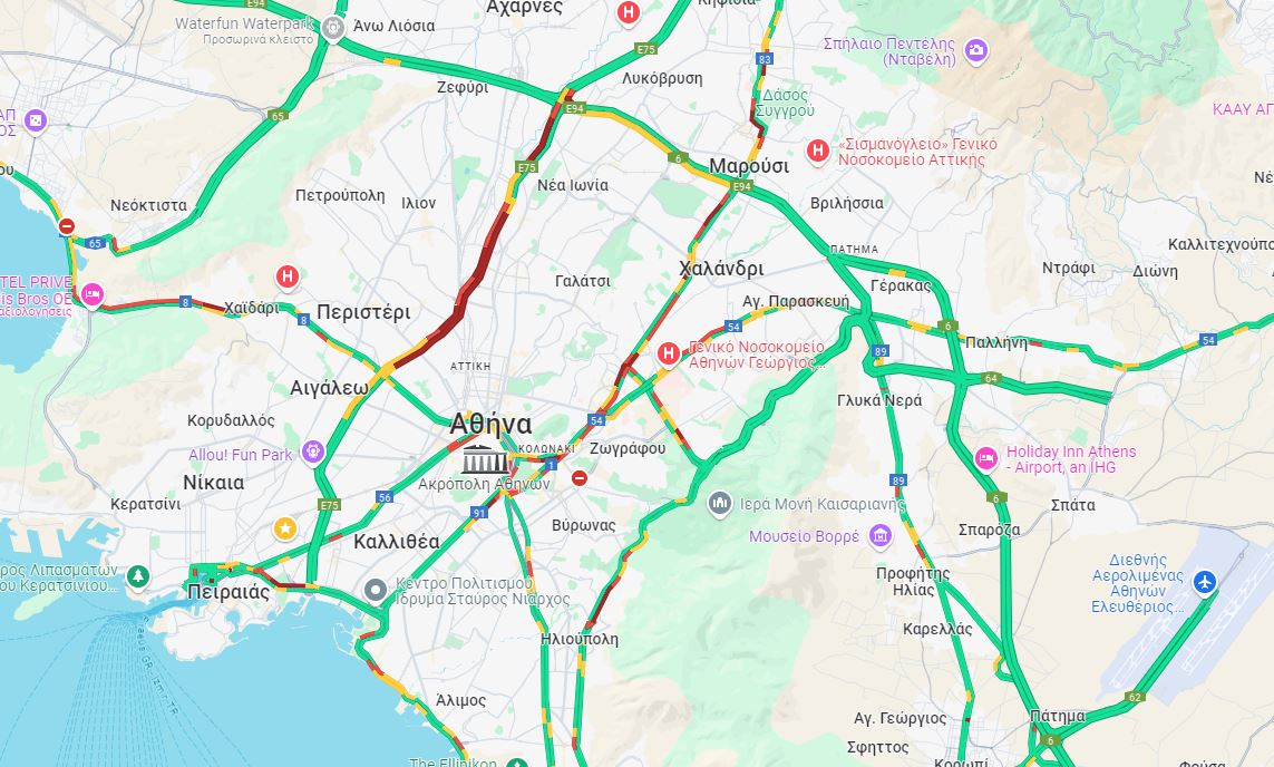 LIVE η κίνηση: Στο «κόκκινο» με το… καλημέρα ο Κηφισός – Οι δρόμοι που είναι απροσπέλαστοι