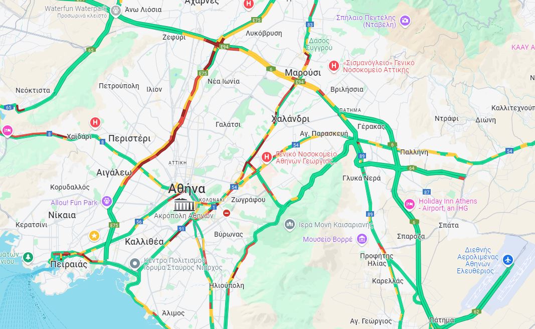 Κίνηση: Το αδιαχώρητο στον Κηφισό – Δείτε LIVE ποιοι άλλοι δρόμοι είναι στο «κόκκινο»