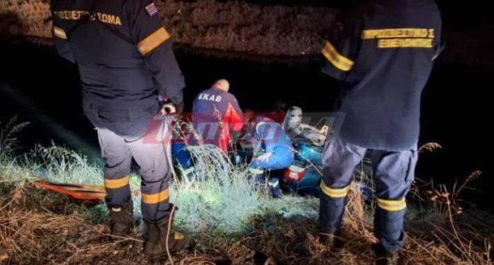 Μεσολόγγι: Αυτοκίνητο με τρία άτομα έπεσε μέσα σε αποστραγγιστικό κανάλι – Ένας τραυματίας – ΦΩΤΟ