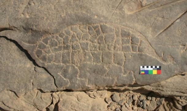 Πετρογλυφικό που εικάζεται ότι απεικονίζει χαμελαίοντα.