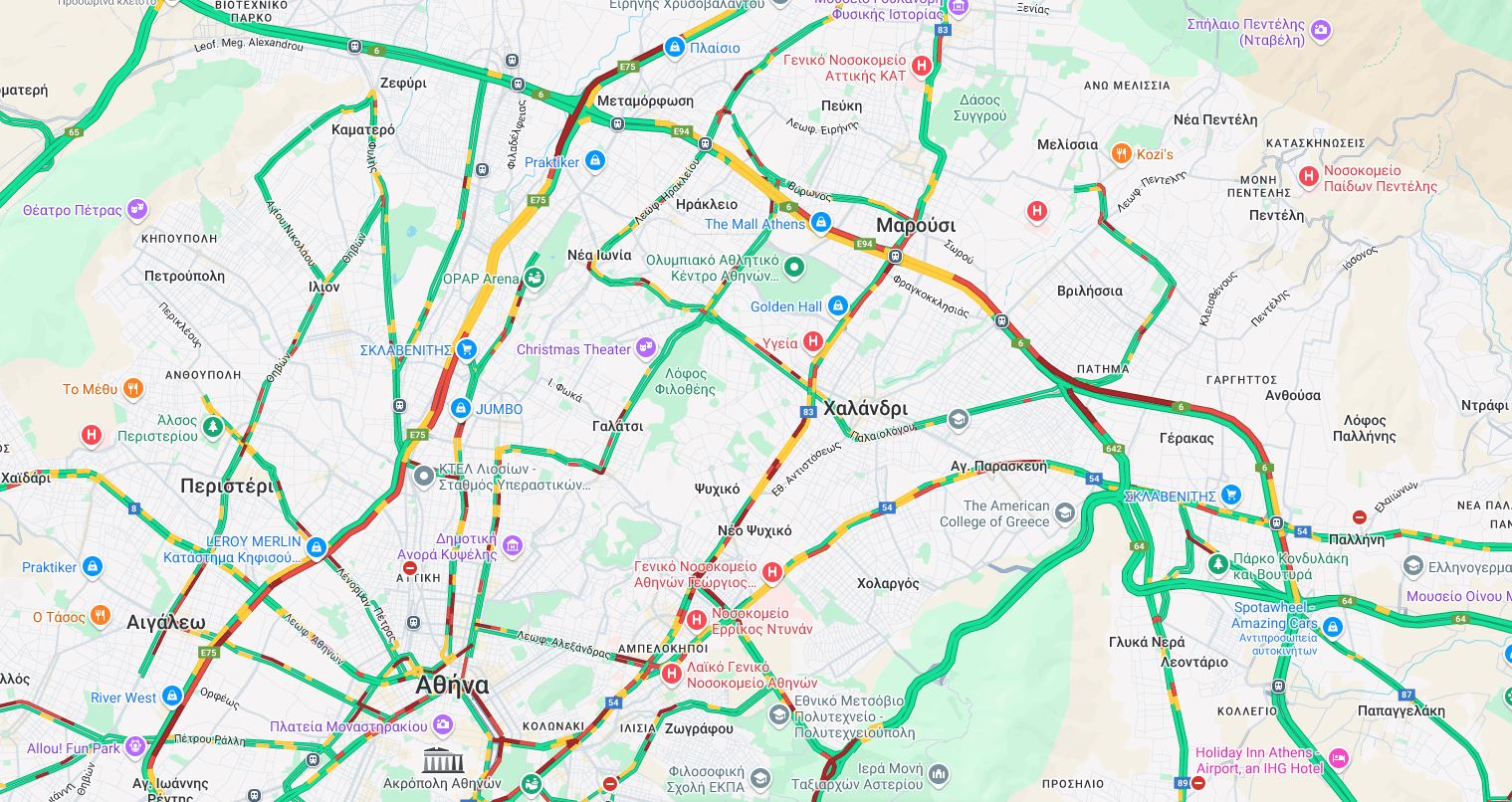 Κακοκαιρία Alexandros: «Κόλαση» ο Κηφισός και η Κηφισίας – Δείτε LIVE πού έχει κίνηση αυτή την ώρα