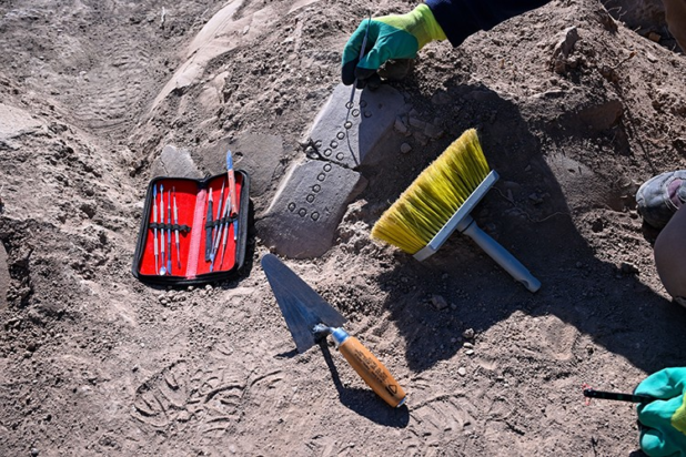 Τα πιθάρια, τα οποία φέρουν επιγραφές της σφηνοειδούς γραφής, χρησιμοποιούνταν για τη φύλαξη λαδιού, σπόρων και ροφημάτων. Φωτογραφία: ΑΑ