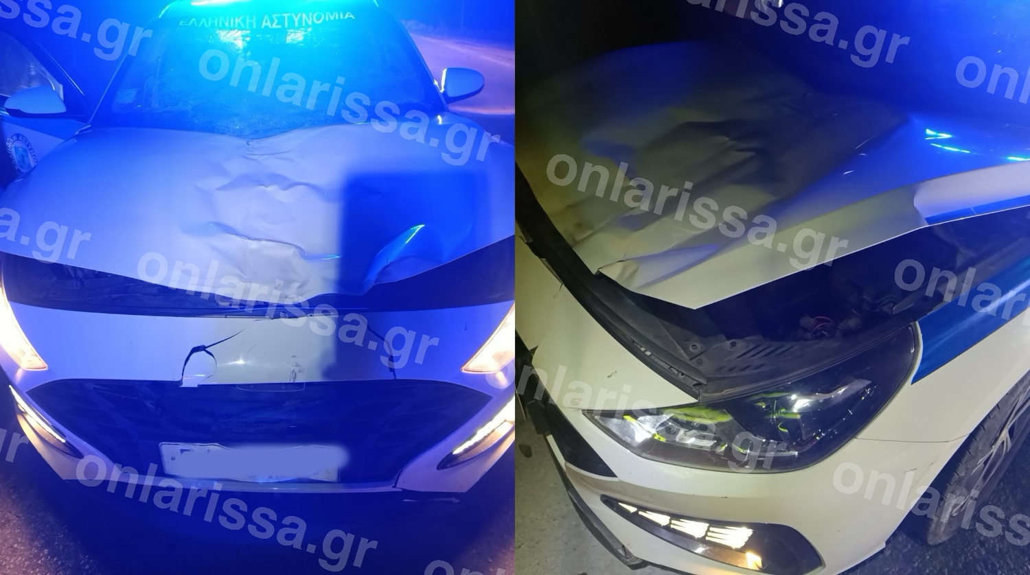 Λάρισα: Περιπολικό συγκρούστηκε με άλογο που πετάχτηκε στον δρόμο – Δείτε φωτογραφίες
