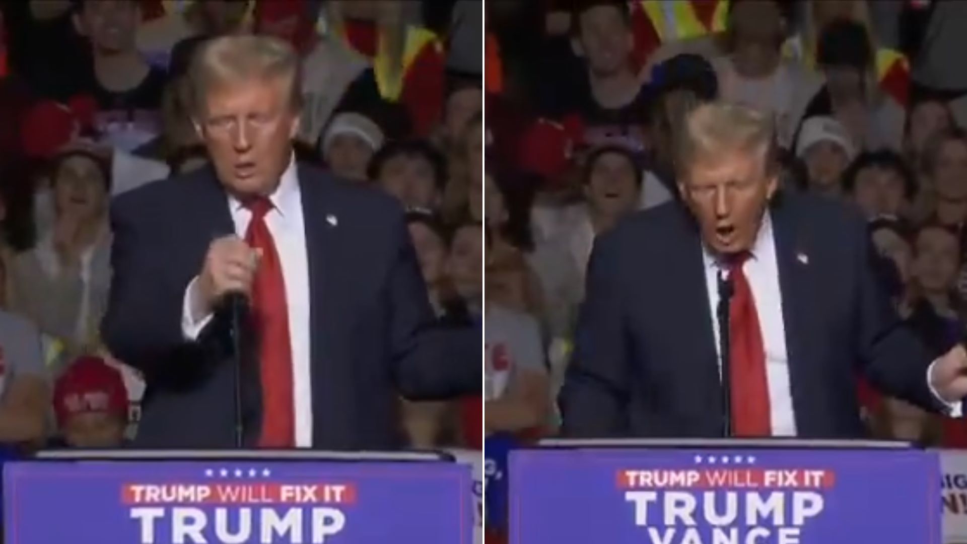 Αμερικανικές εκλογές 2024: Βίντεο με τον Ντόναλντ Τραμπ να «ερωτοτροπεί» στο μικρόφωνό του σε ομιλία – Αντιδράσεις για την άσεμνη κίνηση του πρώην Προέδρου