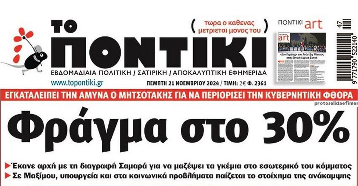 Το Ποντίκι σήμερα Πέμπτη 21/11/2024