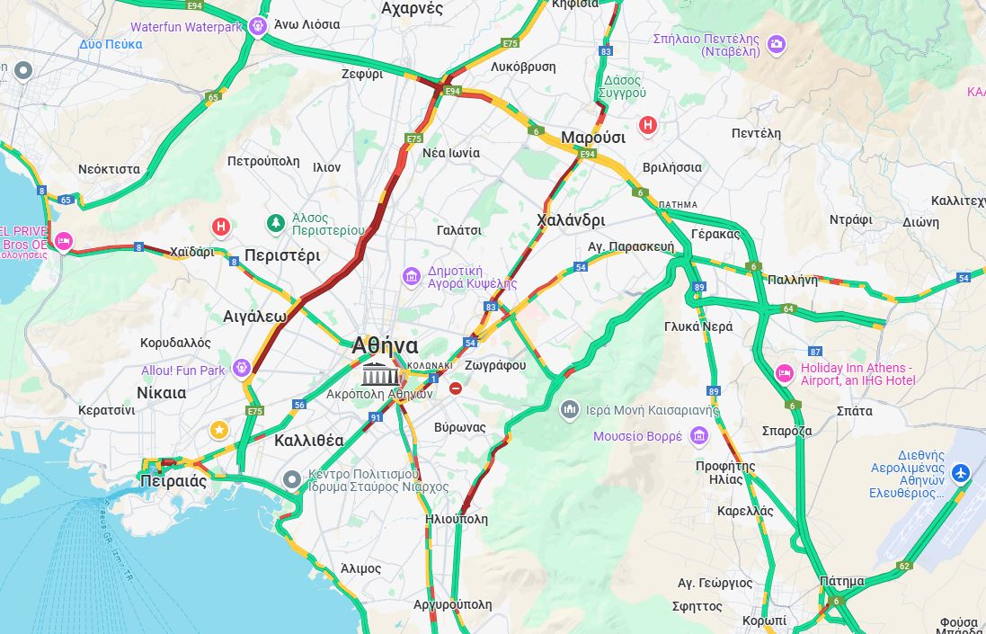 LIVE η κίνηση: «Πλημμύρα» οχημάτων λόγω της ισχυρής καταιγίδας – Ποιοι δρόμοι είναι απροσπέλαστοι