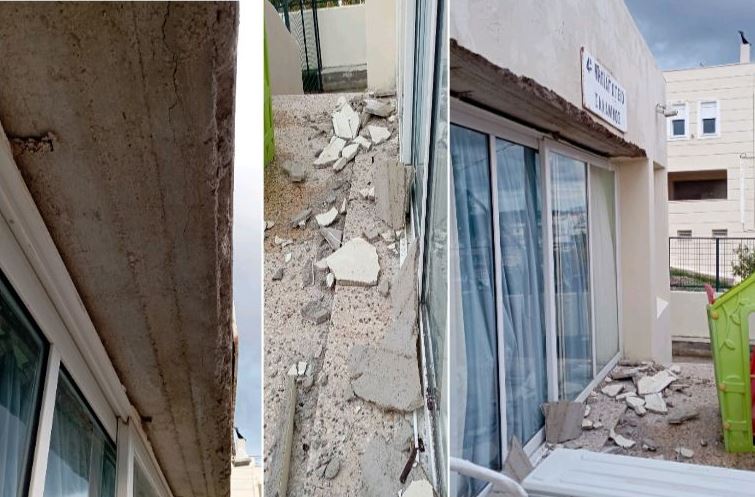 Σαλαμίνα: Έπεσε σοβάς από το ταβάνι μπαλκονιού του 4ου Νηπιαγωγείου – ΦΩΤΟ