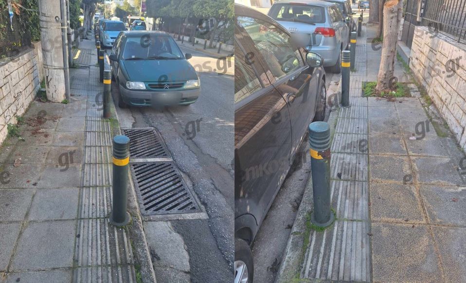 Αγία Παρασκευή: Τοποθέτησαν πασαλάκια πάνω σε πλάκες – «οδηγούς» τυφλών σε πεζοδρόμιο – ΦΩΤΟ αναγνώστη