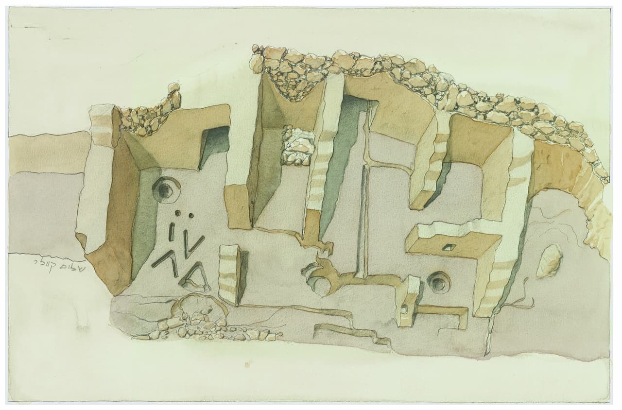 Απεικόνιση των λαξευμένων στον βράχο δωματίων.