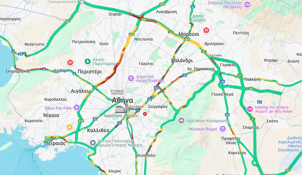 Κίνηση για «γερά νεύρα» στον Κηφισό – Δείτε LIVE ποιοι άλλοι δρόμοι βρίσκονται στο… κόκκινο