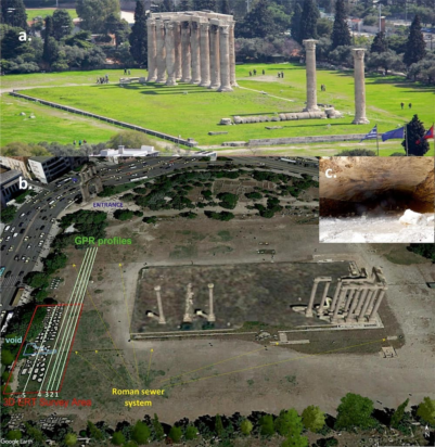 Ένα περίπλοκο σύστημα δεξαμενών και δομών ανακαλύφθηκε κάτω από τον Ναό του Ολυμπίου Διός στην Αθήνα. Φωτογραφία: G. Apostolopoulos et al.