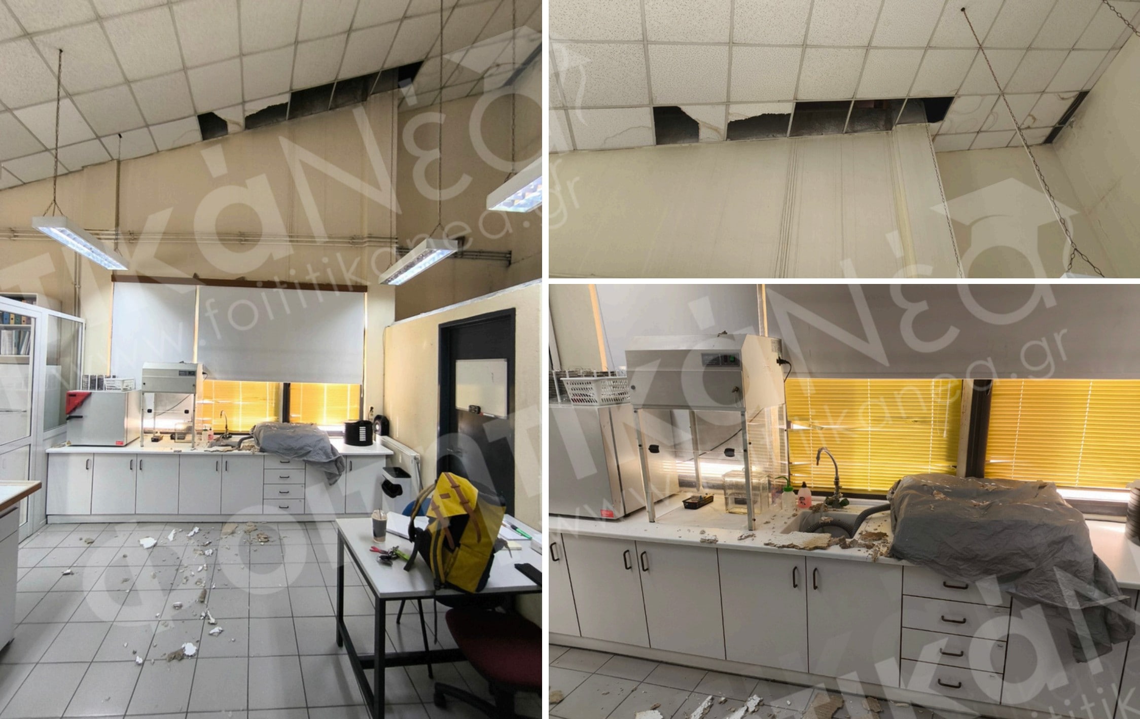 Κατέρρευσε μέρος της οροφής στο Πανεπιστήμιο Δυτικής Αττικής – ΦΩΤΟ