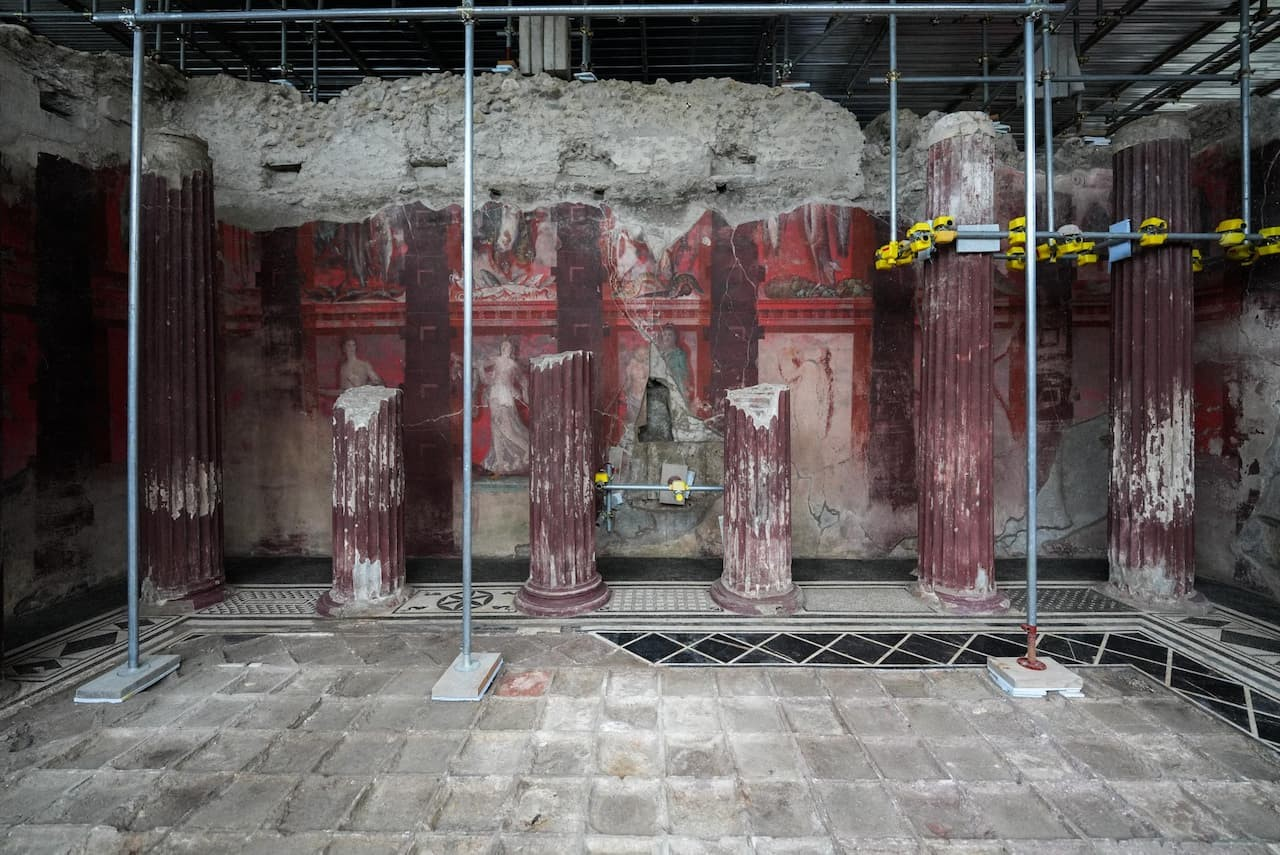 Λήψη του δωματίου όπου ανακαλύφθηκε η τοιχογραφία. Φωτογραφία: Υπουργείο πολιτισμού της Πομπηίας