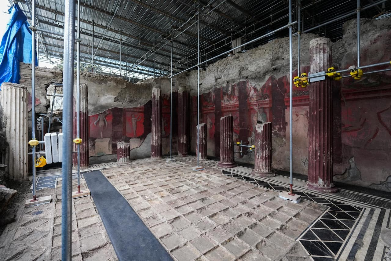 Λήψη του δωματίου όπου ανακαλύφθηκε η τοιχογραφία. Φωτογραφία: Υπουργείο πολιτισμού της Πομπηίας