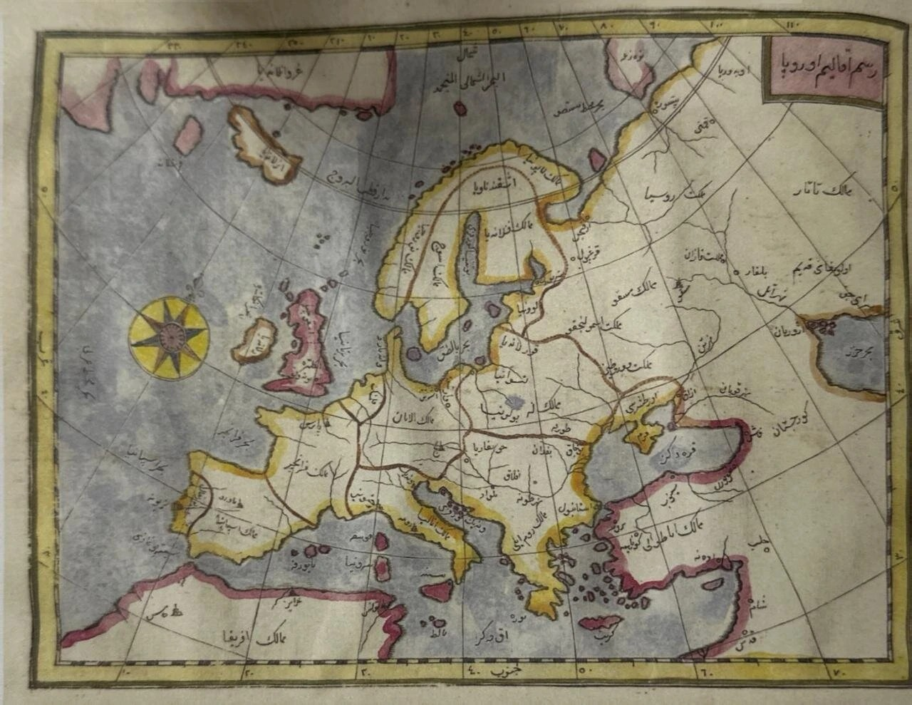 Ευρωπαϊκός χάρτης, του 1732 μ.Χ. ζωγραφισμένος στο χέρι.