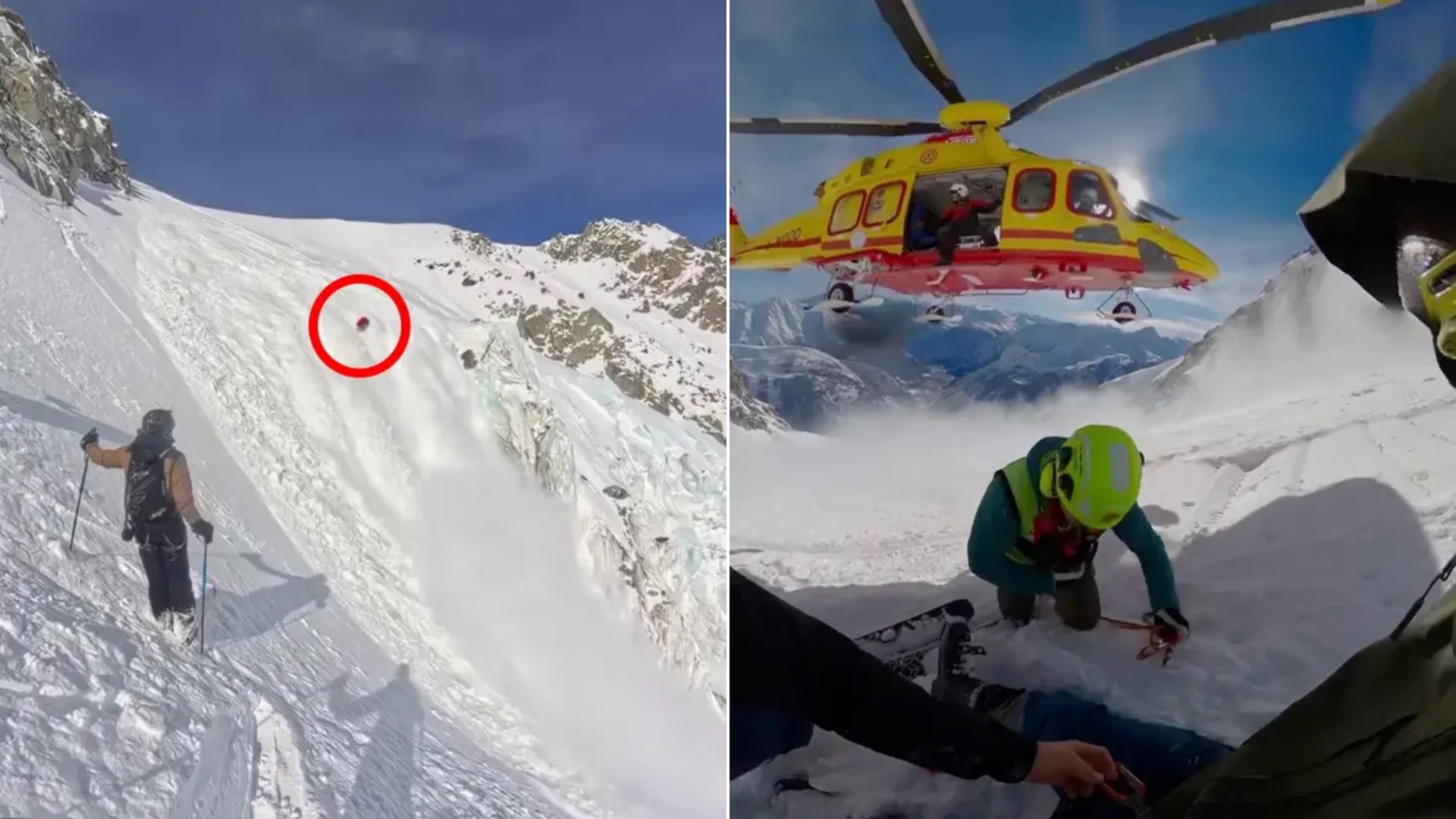 Βίντεο: Η στιγμή που σκιέρ παρασύρεται από χιονοστιβάδα – Πώς κατάφερε να επιβιώσει