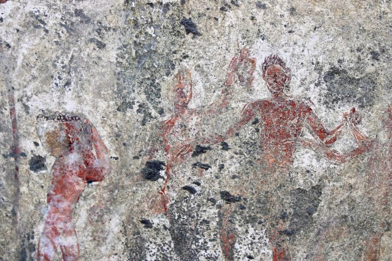 Λεπτομέρεια των έργων ζωγραφικής που ανακαλύφθηκαν στην έπαυλη Cuomo. Φωτογραφία: Soprintendenza ABAP per l’Area Metropolitana di Napoli