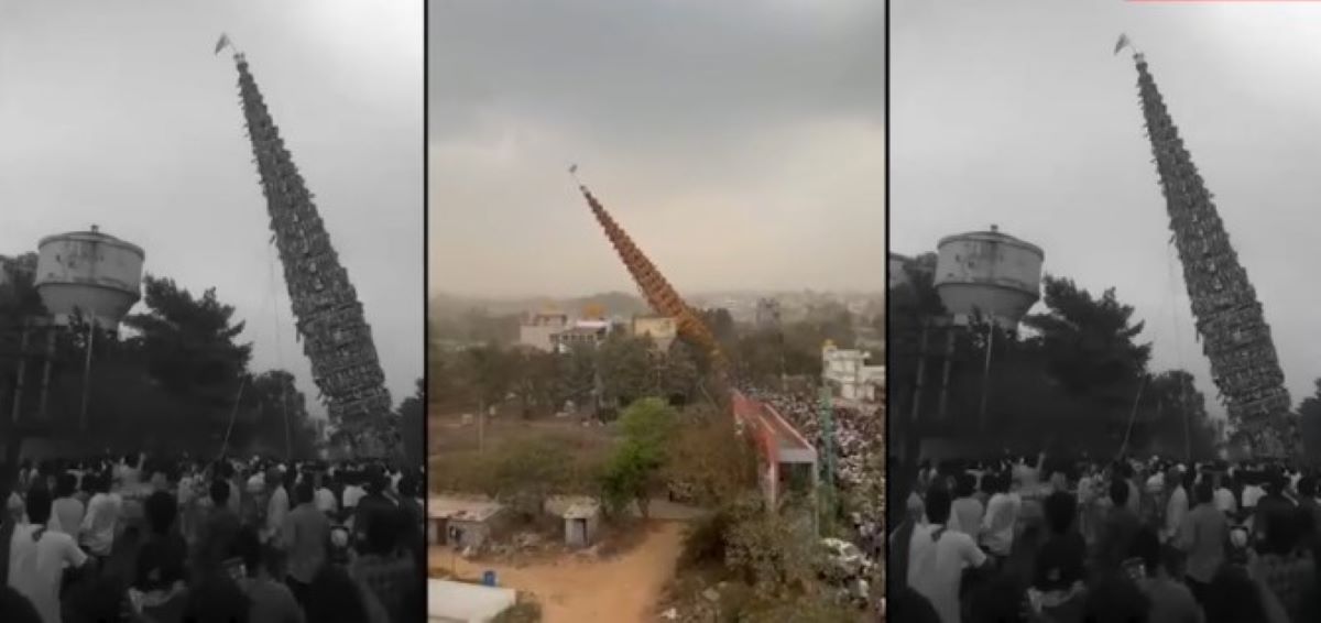 Ινδία: Βίντεο-σοκ δείχνει πύργο 30 μέτρων να καταρρέει και να πέφτει πάνω σε πιστούς – 2 νεκροί