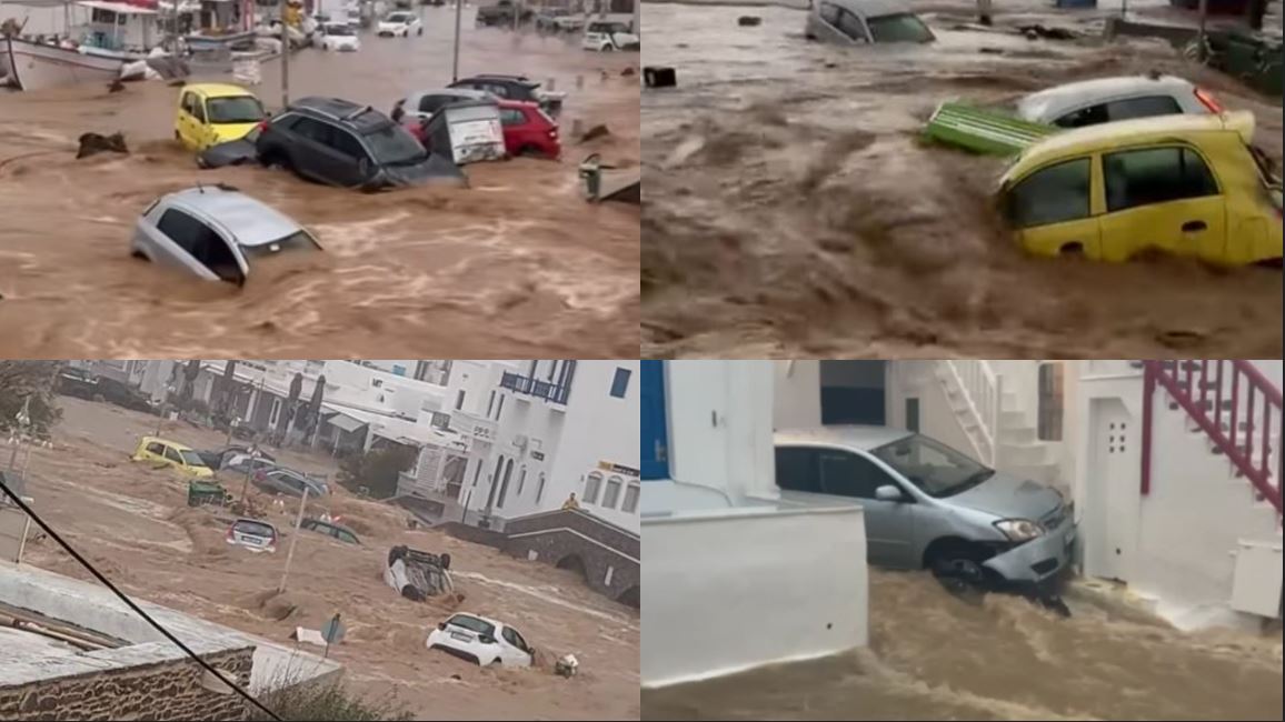 Στο έλεος της κακοκαιρίας οι Κυκλάδες: Τεράστιος όγκος νερού έπεσε στην Πάρο, πρωτόγνωρα φαινόμενα στην Μύκονο – ΦΩΤΟ και ΒΙΝΤΕΟ