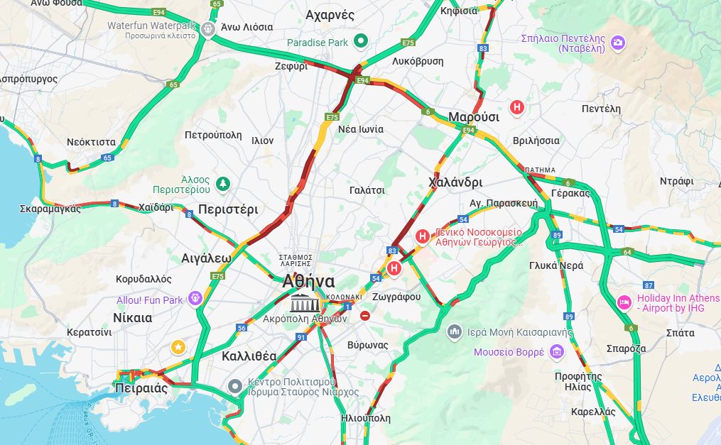 LIVE η κίνηση: «Αφόρητη» σε Κηφισό, Κηφισίας και κέντρο της Αθήνας – Καθυστερήσεις στην Αττική Οδό