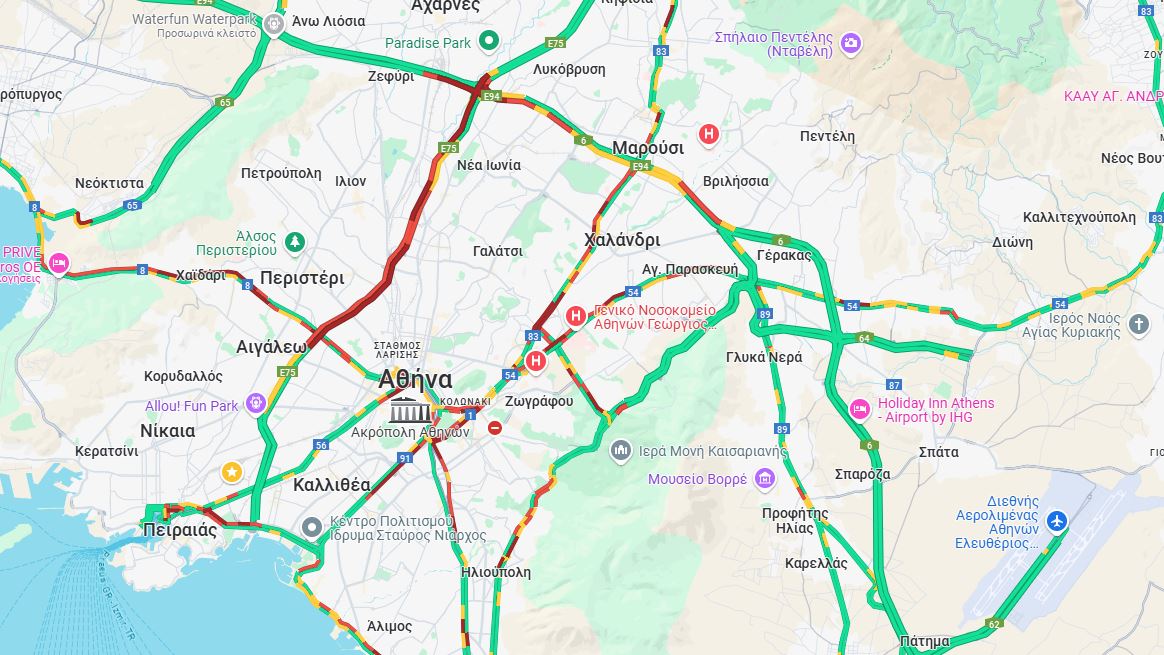 LIVE η κίνηση: Αρχή της εβδομάδας με μποτιλιάρισμα σε Κηφισό και Κηφισίας – Όλοι οι δρόμοι που βρίσκονται στο «κόκκινο»