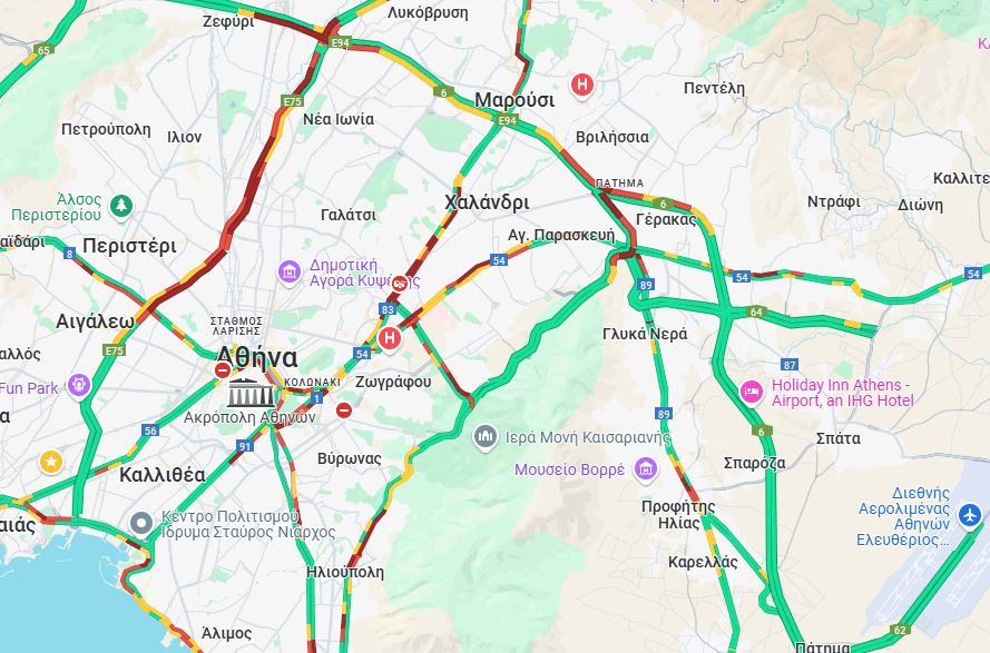 LIVE η κίνηση: Μποτιλιάρισμα στον Κηφισό και στο κέντρο της Αθήνας