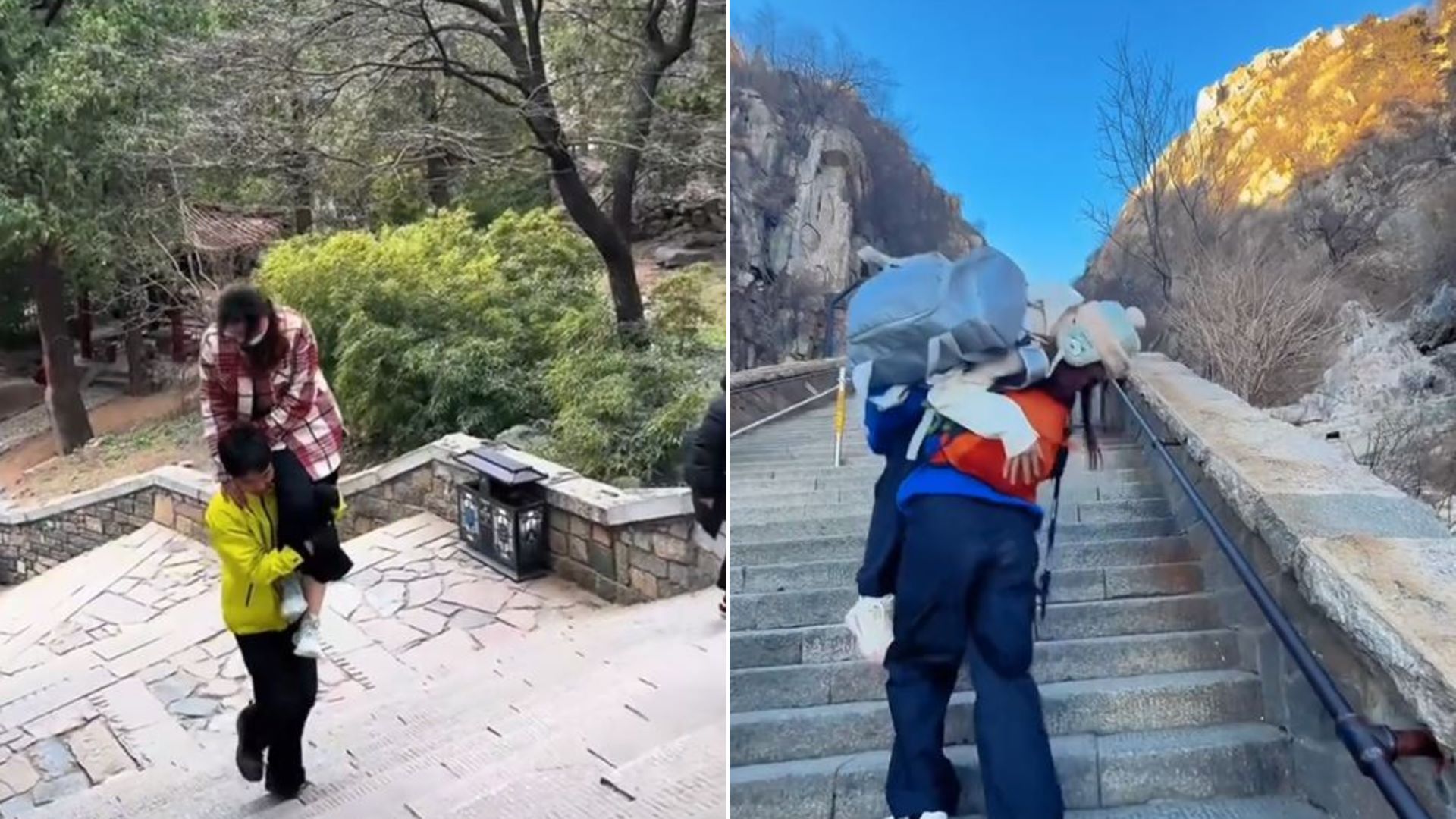 Κίνα: Ο «ανθρώπινος ανελκυστήρας» του όρους Τάι που βγάζει μια περιουσία – Κουβαλά τις τουρίστριες που δεν θέλουν να ανέβουν τα 1.000 σκαλιά
