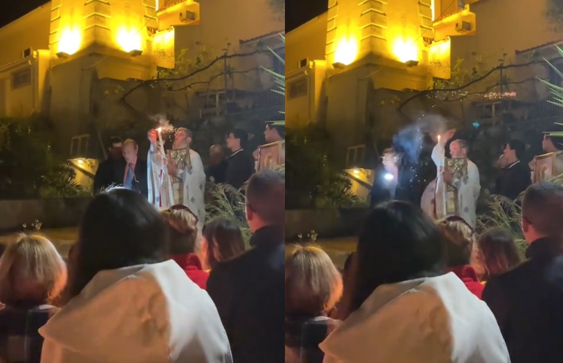 Κεφαλονιά: Ιερέας πέταξε δυναμιτάκια λίγο πριν από την Ανάσταση – Τα «άναψε» με το Άγιο Φως – ΒΙΝΤΕΟ