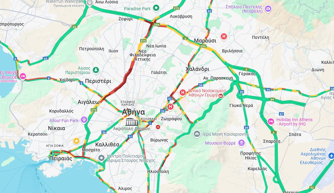 Κίνηση: «Κόκκινος» ο Κηφισός, χαμηλές ταχύτητες σε Κηφισίας και κέντρο – Δείτε LIVE πού υπάρχουν προβλήματα