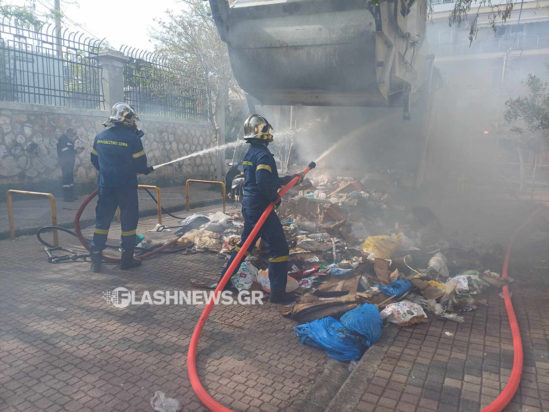 Κρήτη, Χανιά, φωτιά, απορριμματοφόρο