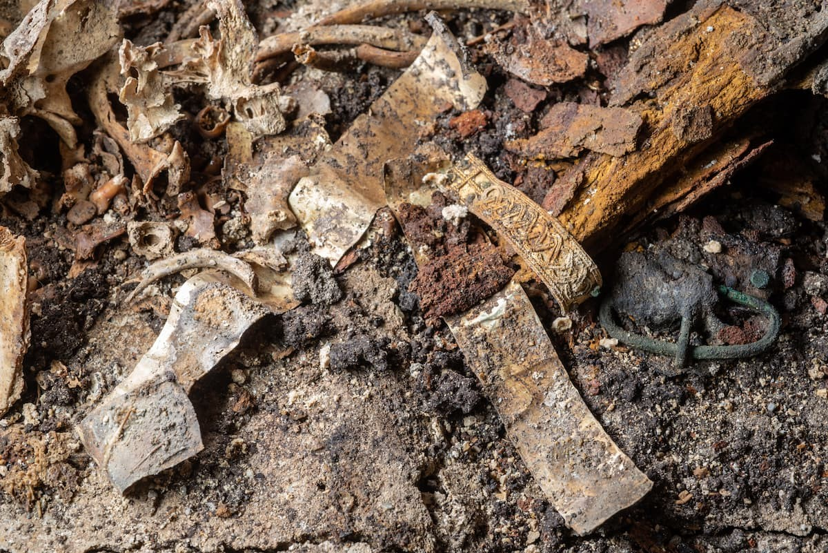 Η λαβή του σπαθιού, όπως βρέθηκε στη θέση που ανακαλύφθηκε. Πηγή: BLfD